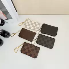 Trendy Card Holder, Easy to Carry When Going Out, High-End Leather Zipper Card Holder, Suitable for Keys, Id Card Holder, Metal Hook Style