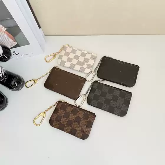 Trendy Card Holder, Easy to Carry When Going Out, High-End Leather Zipper Card Holder, Suitable for Keys, Id Card Holder, Metal Hook Style
