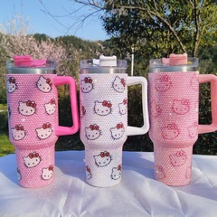 国境を越えた新世代 40 オンス樹脂接着剤ダイヤモンド断熱カップアイスバーコールドカップ 304 ステンレス鋼ストローカーカップ