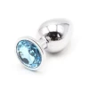 Small-7.3 thick 2.8-metal anal plug light blue diamond