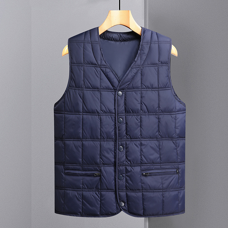 Autumn And Winter Down Vest Men's Large Size Vest Middle-aged And Elderly Wear Bottoming Shirt Lightweight Waistcoat Dad Clothes