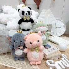 八寸皇冠系列动物毛绒玩具公仔皇冠青蛙大象熊猫小猪毛绒玩具公仔
