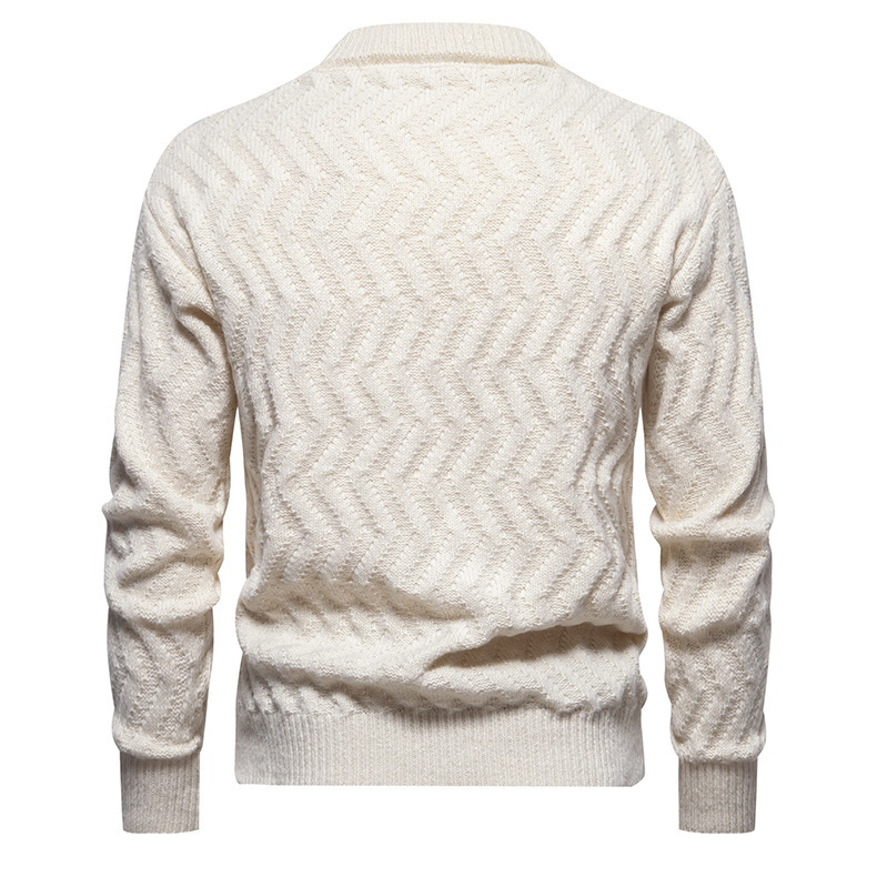 Pulover tricotat nou pentru bărbați, toamnă și iarnă, pulover la modă și călduros, pulover slim fit, pulover de bază_voghion.com