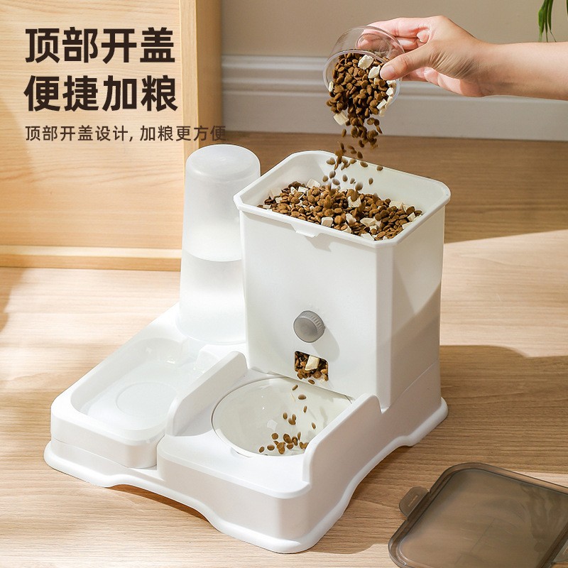 Transfronteriza gato y perro alimentador automático de agua potable integrado gato mascota dispensador de agua potable doble tazón de cerámica de gran capacidad