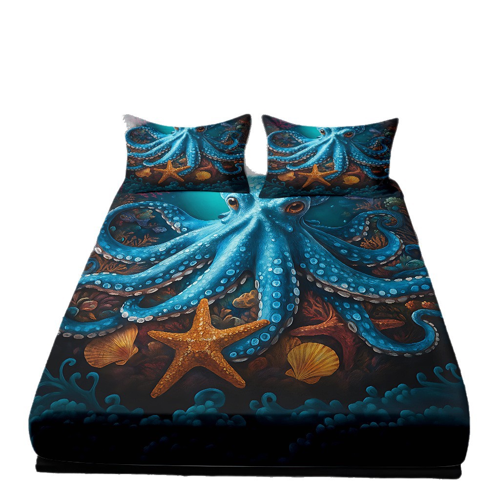 TEMU / JIT Mattress Kits Una variedad de animales submarinos impresión digital HD ropa de cama puede ser diseñada