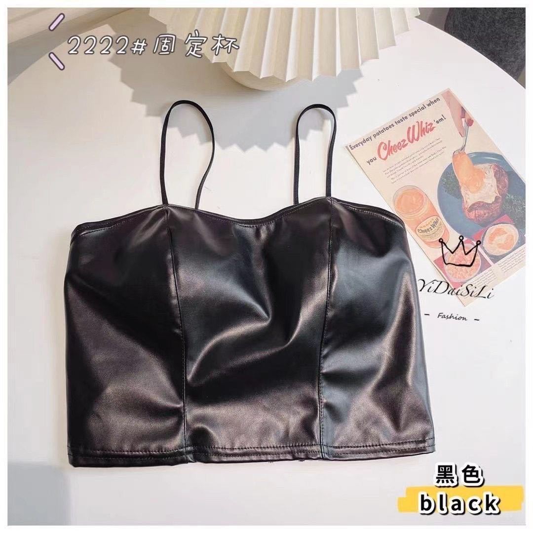 Nueva camisola de cuero de las mujeres de una sola pieza fija Copa sexy encaje belleza espalda desgaste exterior interior superior de las mujeres