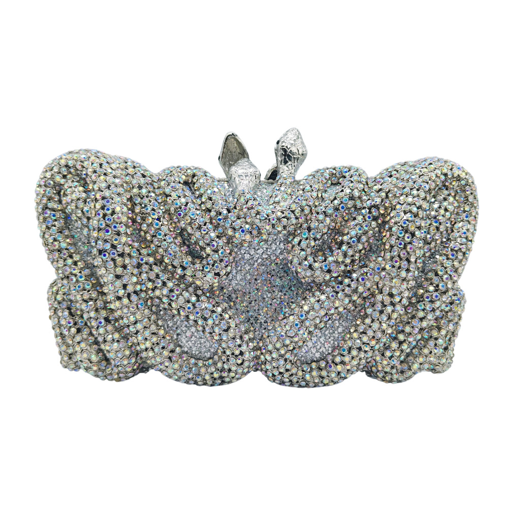 Túi xách tay nữ đính đá rhinestone lấp lánh dự tiệc — Vàng AB, Bạc AB, Đế vàng kim cương, Cá tính đặt làm