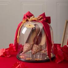 婚鞋盒子套圈藏带锁套接亲游戏道具创意婚礼接亲结婚红色中式