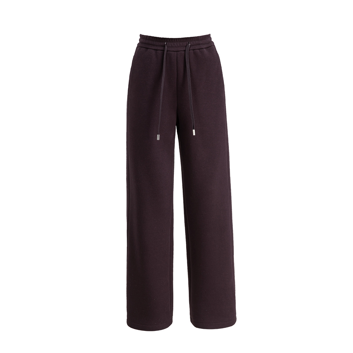 Quần ống rộng nữ cạp cao dáng suông chất Tencel Modal len lót lông cừu — màu tím