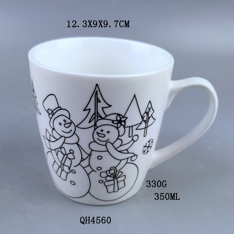 Taza para colorear con pincel de cerámica cuidadosamente seleccionada, pintura navideña, taza de agua para graffiti, taza educativa de porcelana de temperatura media para pintura DIY