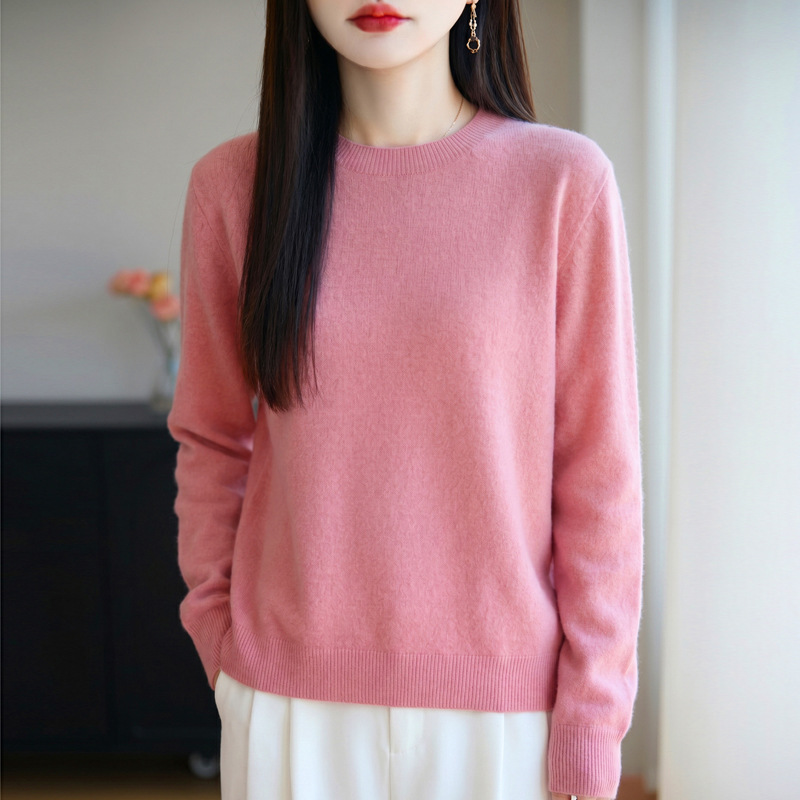 Cross-border 26 Autumn/Winter High-end Women's Round Neck Knit Sweater Long Sleeve Pullover Base Shirt Versatile Loose Fit Popular Style