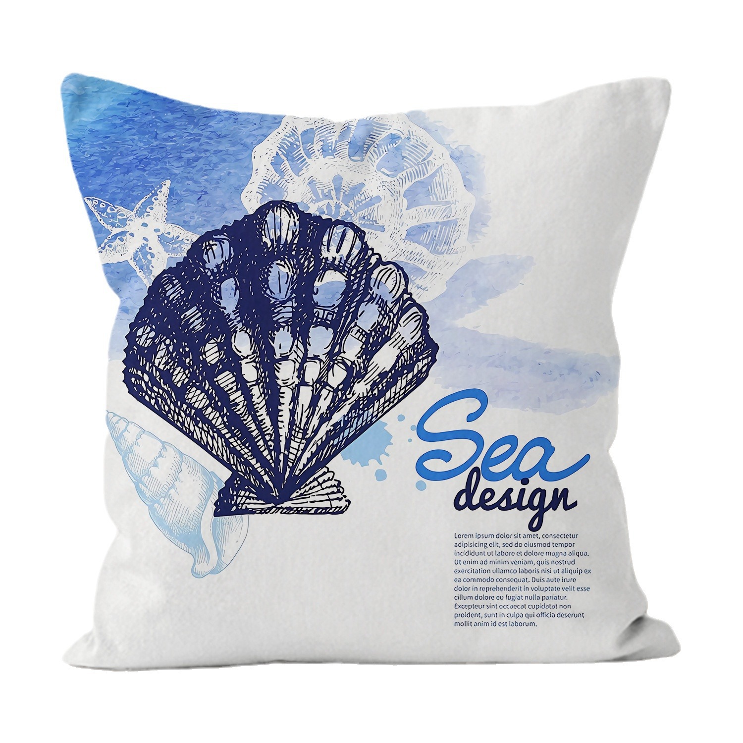 Sea shell impresión almohada de abrazo simple moderno sofá en el hogar cojín de respaldo decoración desmontable cuadrado almohada de cabeza de cama