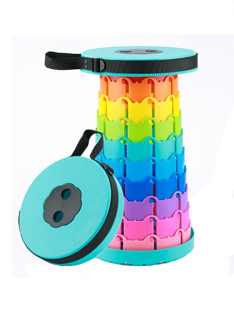 Taburete arco iris retráctil pequeño banco doméstico taburete de pesca ajustable portátil al aire libre asiento de cola de mano Maza