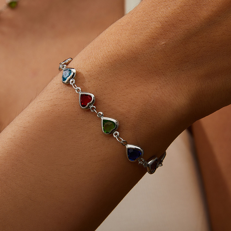 European and American Cross-Border Ethnic Style Hand Jewelry, Love Heart Rhinestone Beaded Bracelet, Holiday Style, Personalized Heart-To-Heart, Light Luxury