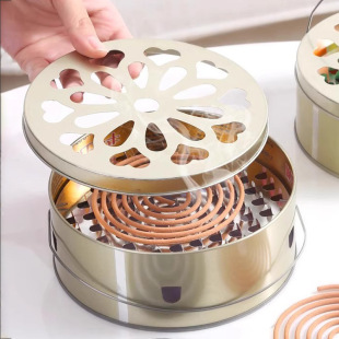 Creative Stainless Steel Mosquito-Repellent Incense Tray with Lid, Anti-Scalding Mosquito-Repellent Incense Box, Indoor Household Outdoor Portable Mosquito-Repellent Incense Tray Holder