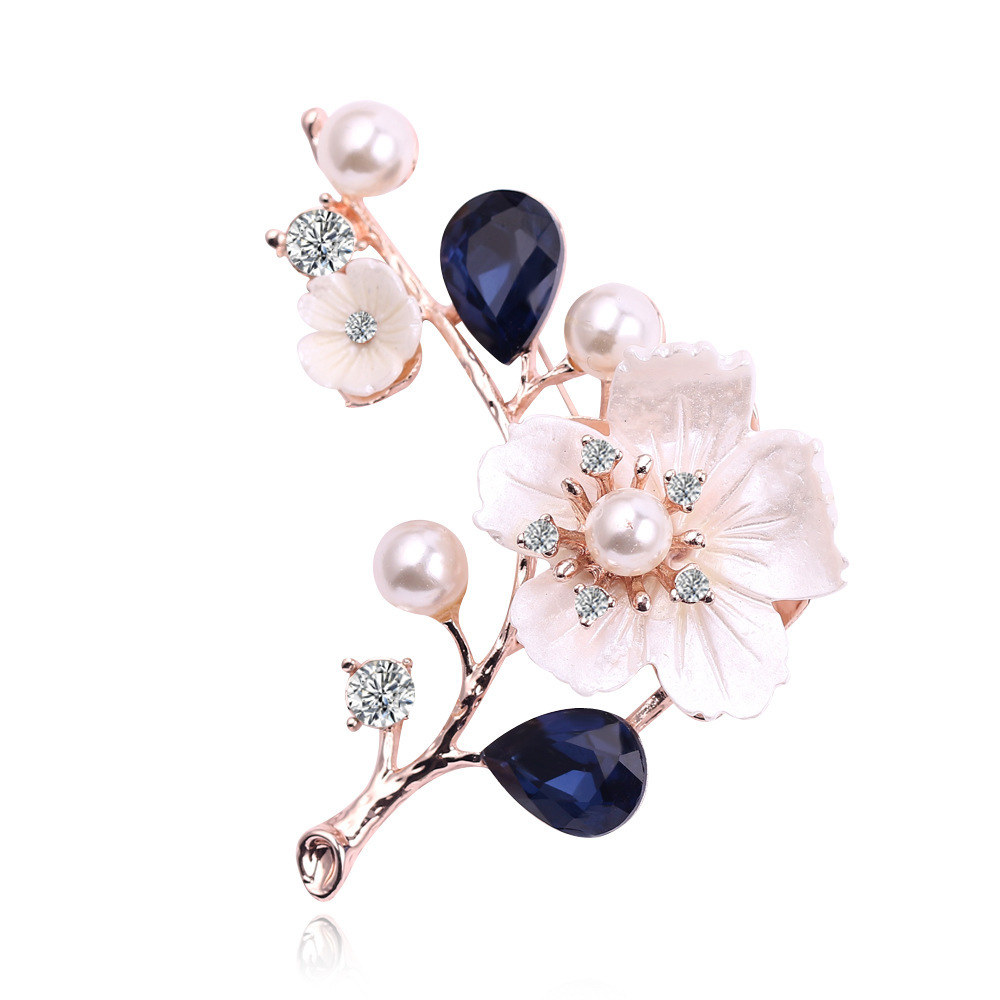 Elegante Barock Emaille Brosche Mit Kristallen & Filigran Design_voghion.com