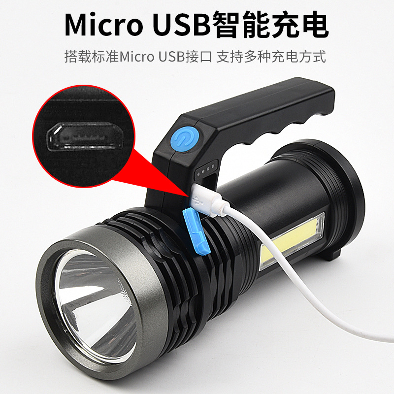 Transfronterizo fuerte Luz Portátil lámpara de larga duración de largo alcance recargable linterna LED hogar al aire libre multifunción reflector