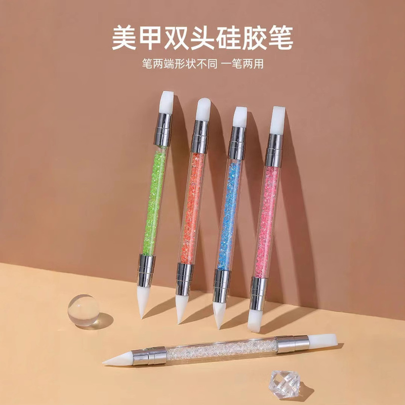 Dual-purpose double-headed silicone nail art pen suit 5-Piece Carving embossed clay tool multi-function glue head pen painting pen