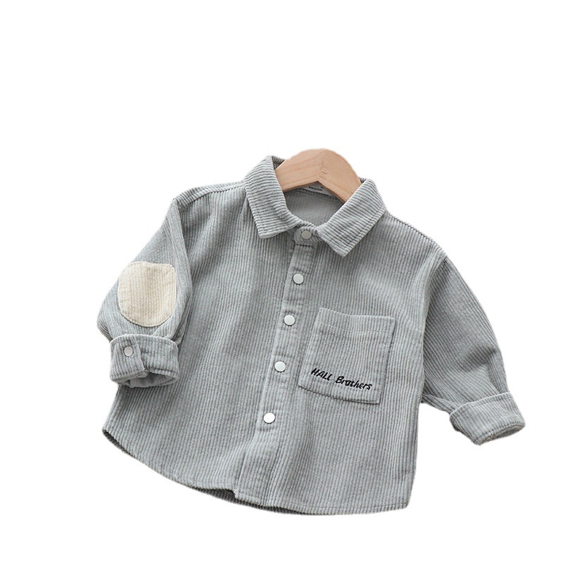 2023 nuevos niños abrigo de pana primavera y otoño camisa infantil de moda bebé cardigan casual entrega de una sola pieza