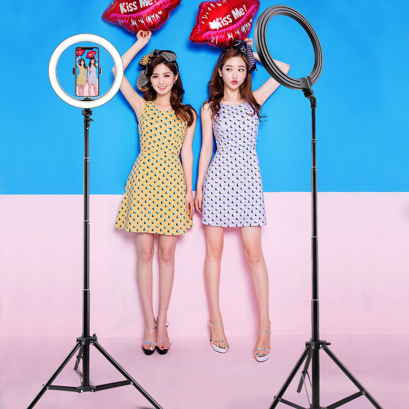 Soporte de transmisión en vivo, luz de belleza, teléfono móvil portátil, fotografía, palo para selfies de mano, trípode, luz de relleno de anillo led