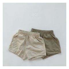 Basic cotton and linen texture, Korean children's linen hot pants, thin, Japanese-style washed shorts for boys and girls, modern style