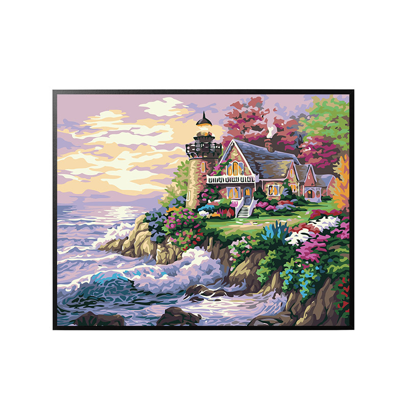 Seaside sueño pintura al óleo digital bricolaje fábrica al por mayor puesto transfronterizo paisaje relleno de color pintado a mano dibujos animados pintura al óleo DIY