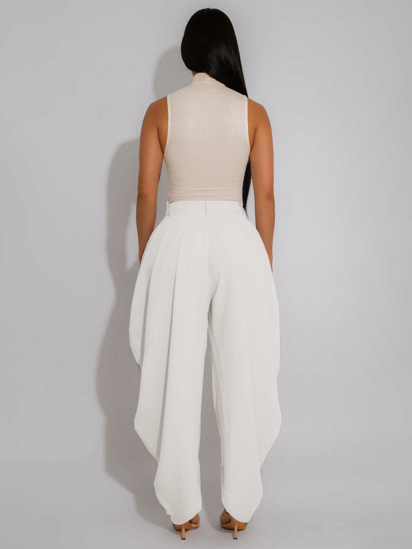 Damen Freizeithose In Unifarben Mit Blumendetail Urbaner Stil_voghion.com