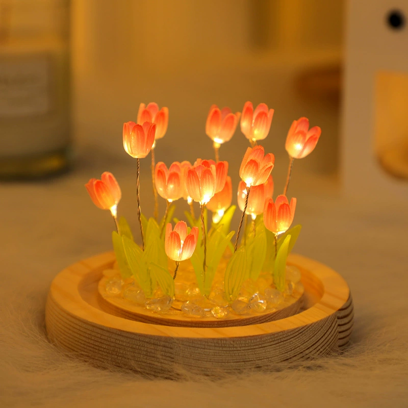 DIY night light materials set, USB plug‑in base option, handcrafted floral LED decor