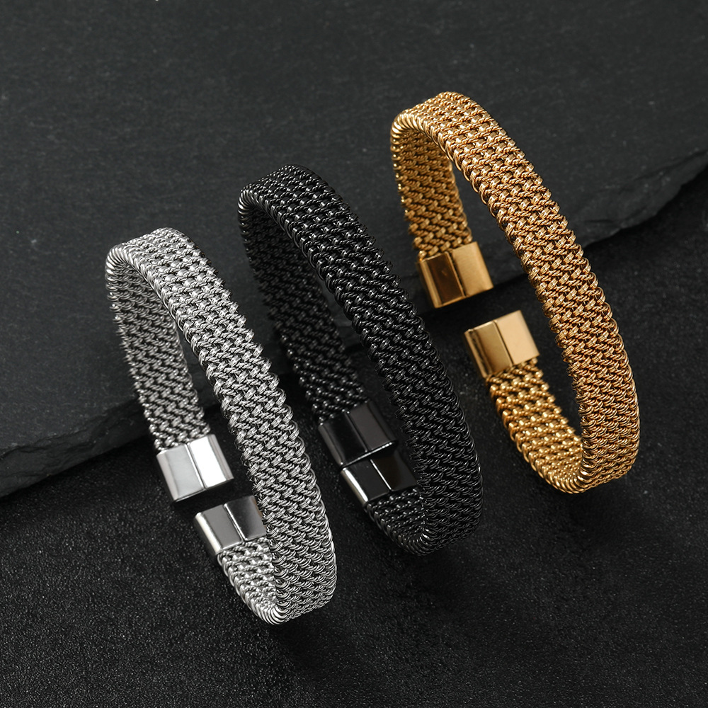 Hot selling fashion stainless bracelet, niche wave opening wire titanium steel elastic bracelet jewelry_voghion.com