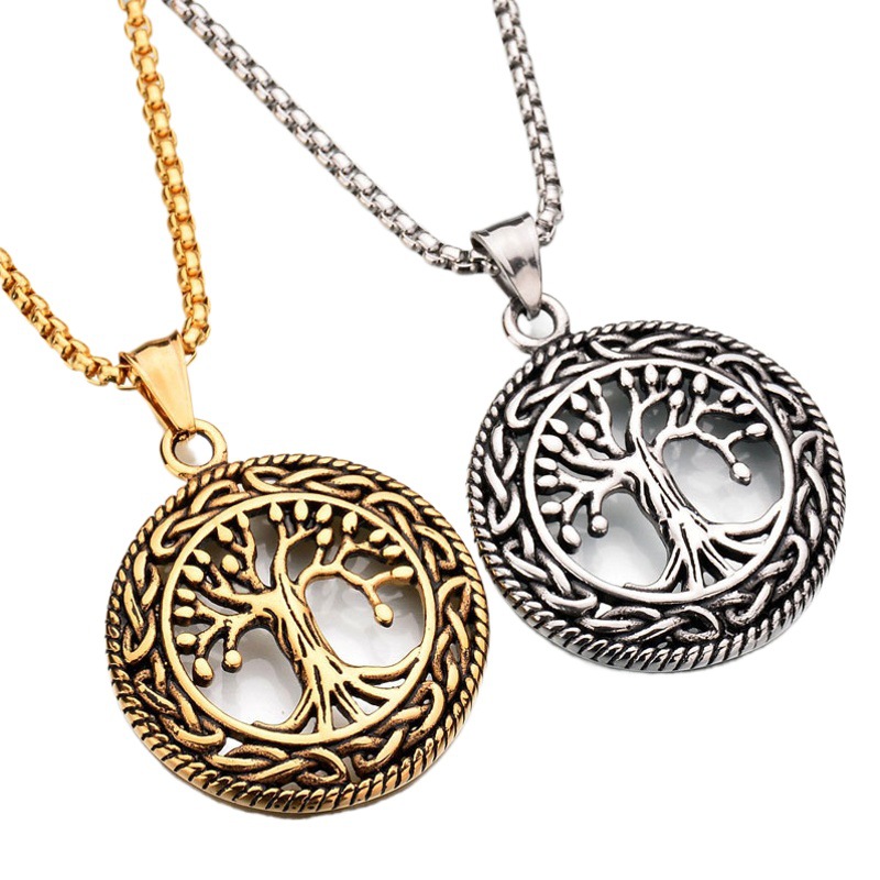 Collar Árbol de la Vida 2024, Collar con Colgante de Árbol Genealógico Vintage de Acero Inoxidable de 24 Pulgadas para Familiares y Amantes