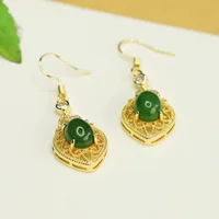 Aiyu натуральный Hutian Jade ушной крюк шпинат зеленый нефрит любовь серьги женщины оптом AY4011401
