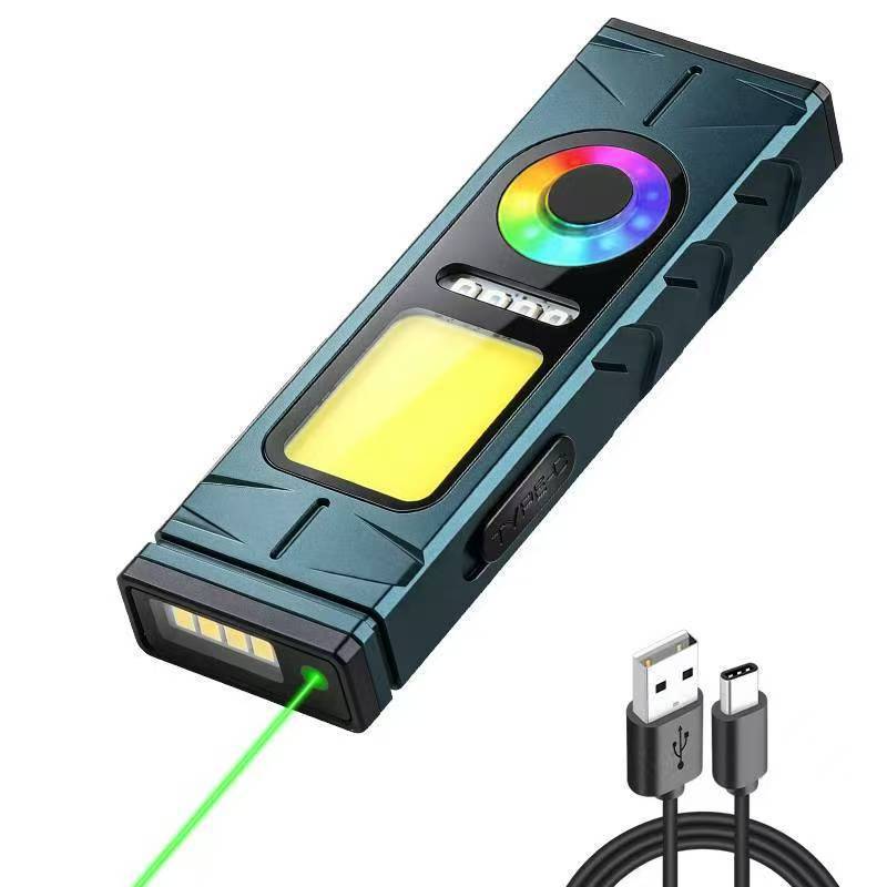 Cross-border outdoor camping work high-brightness zoomable multifunctional portable flashlight with hook, long battery life, rechargeable