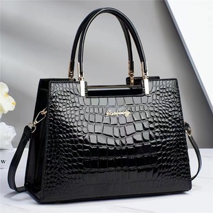 Bag Light Luxury Crocodile Pattern Middle-aged Women's Bag Cross-border New Style Elegant Women's Bag Mother's One-shoulder Handbag for Women
