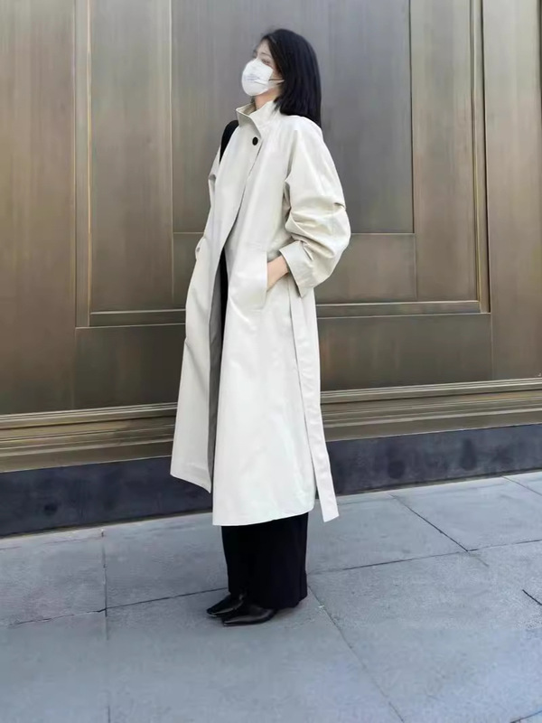 立襟は1粒のボタンの形の長い短いタイプの風衣のコートの女性の秋の源の頭のメーカーを総括して注文します。|undefined