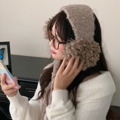 羊羔毛绒耳罩女2025新款冬季氛围感保暖防寒骑行护耳系带耳包批发