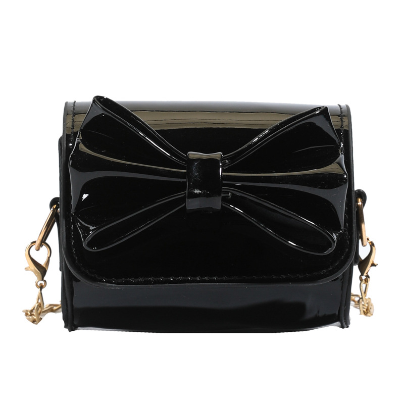Hermosa bolsa de hombro para niñas con arco de arco, mini bolso de esmalte de espejo para padres e hijos, nuevo bolso para niños