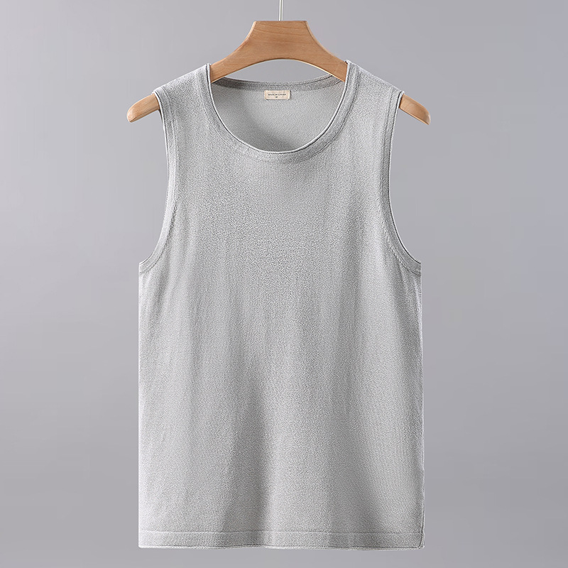 Αθλητικό γιλέκο ανδρικό καλοκαιρινό, μοντέρνο Instagram λευκό μονόχρωμο αμάνικο μπλουζάκι γυμναστικής με κοντό μανίκι_voghion.com