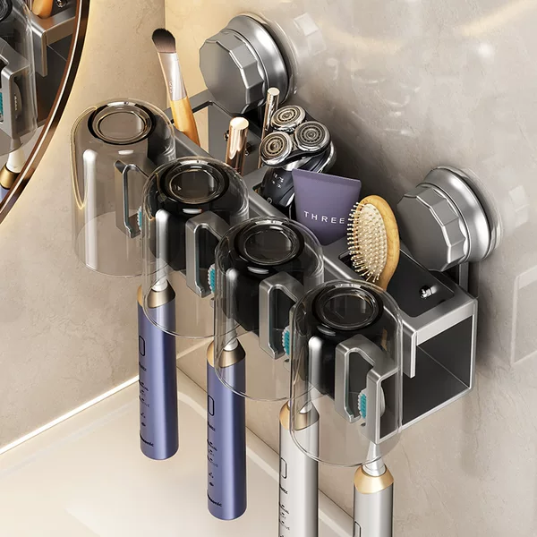Suction Cup Toothbrush Rack Storage Rack Punch-Free Wall-Mounted Cup Washstand Bathroom Storage Rack Wall-Mounted