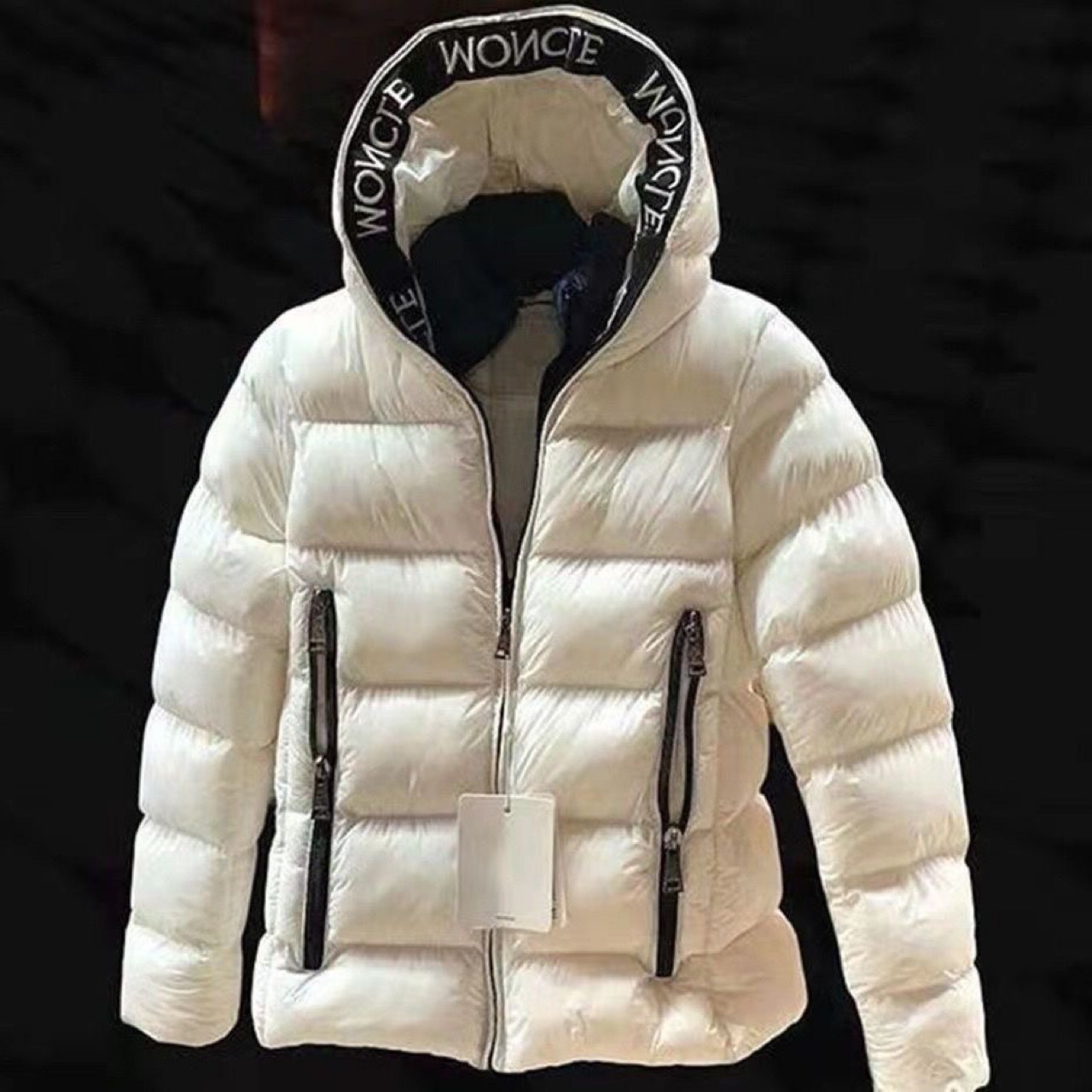Cross-Border Thickened Hooded Large Size Cotton Coat Winter New Cotton Clothes Letter down Print Men's Jacket Trendy
