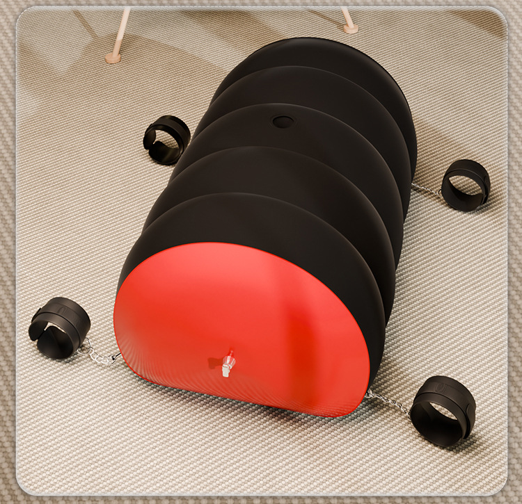 Inflatable Positioning Pillow with Handcuffs, Black PVC Flocked Adult Auxiliary Cushion — detail image 26