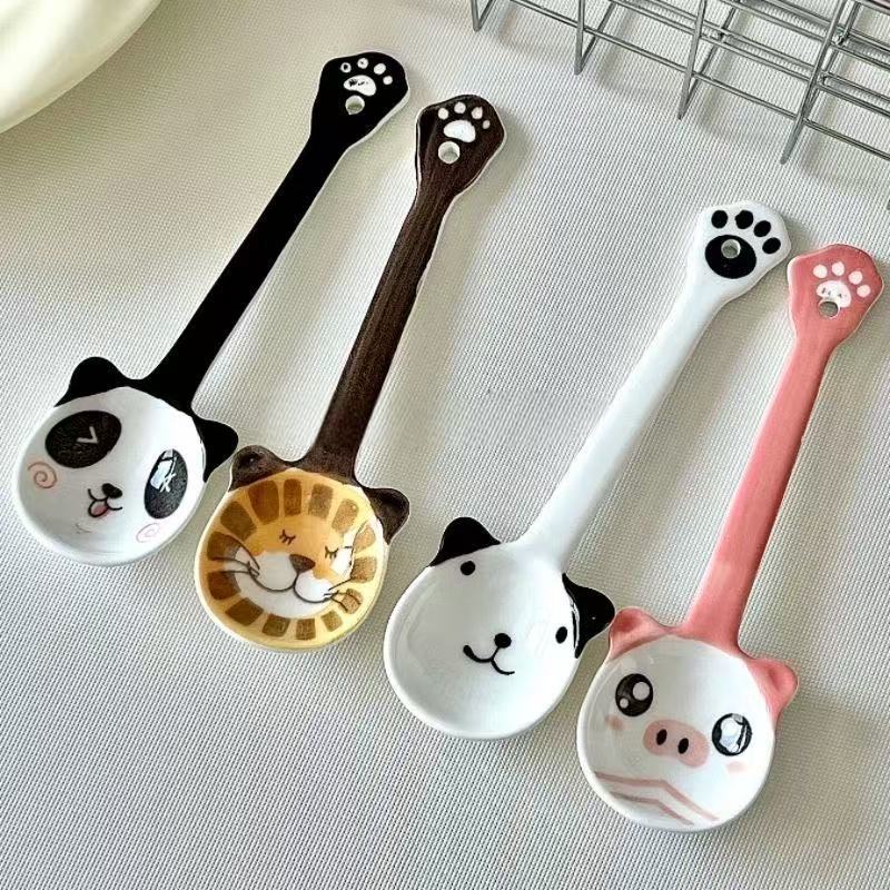 Cucharas de dibujos animados cucharas de cerámica cucharas caseras cucharas de bebés cucharas de comida cucharas de niños dulces lindos
