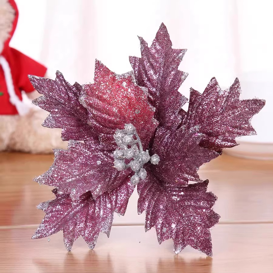 Tela popular transfronteriza de Navidad arreglo de flores artificiales árbol de Navidad polvo de oro decoración suministros decoración de Navidad flor artificial