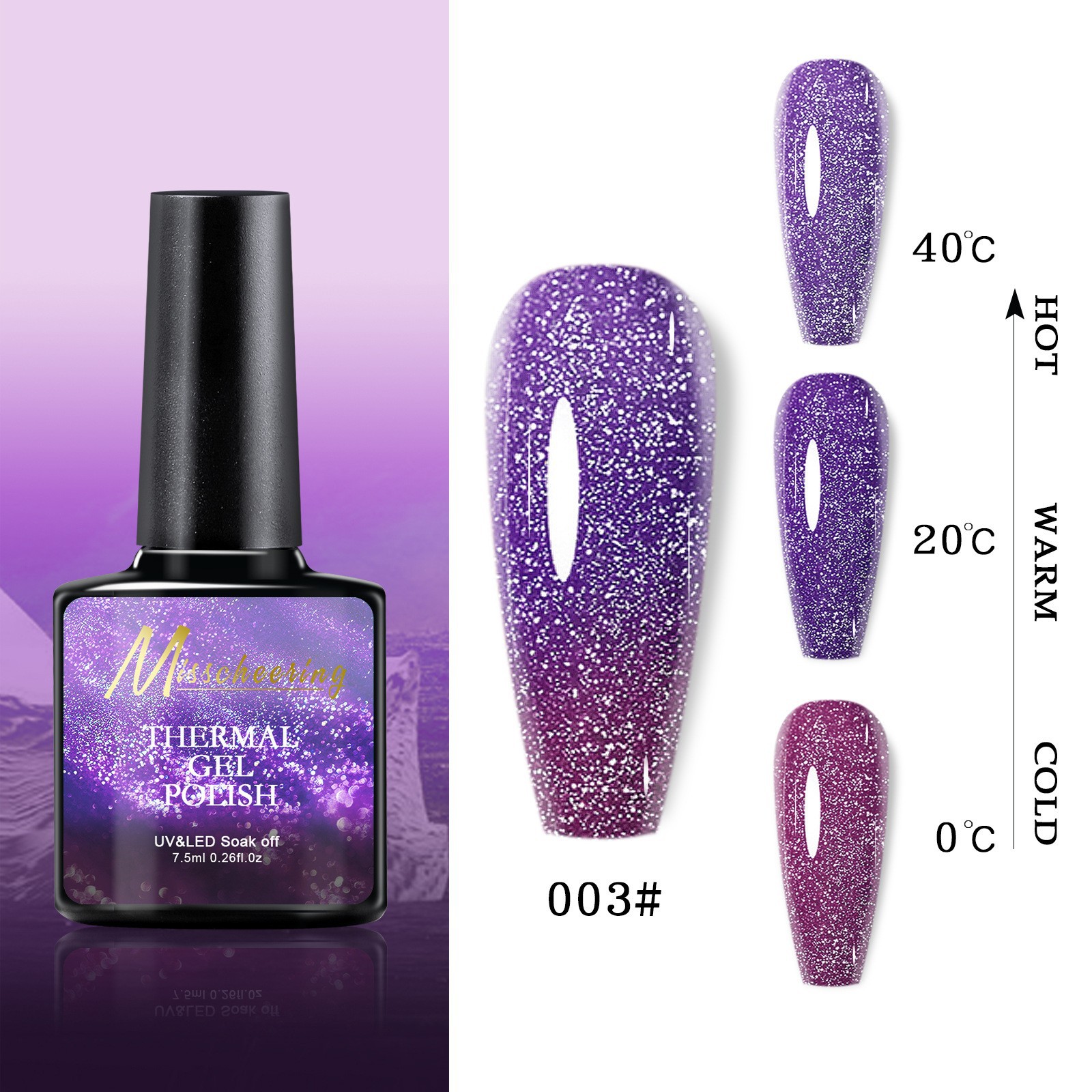 Esmalte de uñas de gel con efecto aurora que cambia con la temperatura, gel de diamante opal, gel de fototerapia de tres etapas que cambia con la temperatura, juego al por mayor.