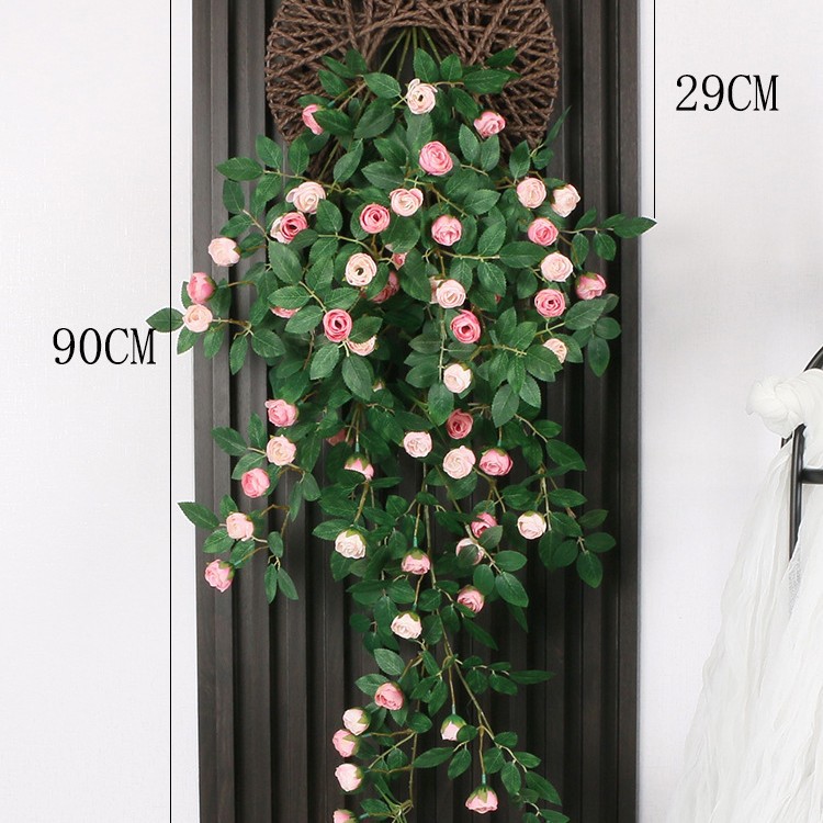 Simulación transfronteriza rosa colgada en la pared de plástico artificial de flores藤 acondicionado de aire acondicionado de pared de hogar orquídea colgante de orquídea decorada planta de藤