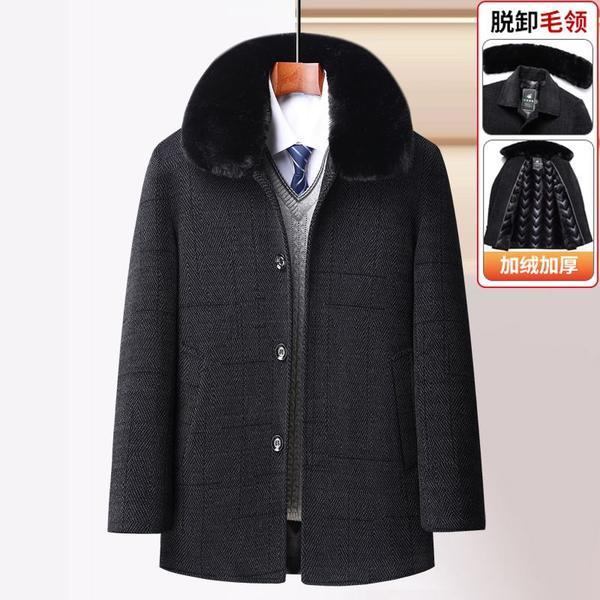 Hombre de mediana edad, abrigo de lana, chaqueta de lana, chaqueta gruesa, chaqueta de invierno, ropa de ancianos.