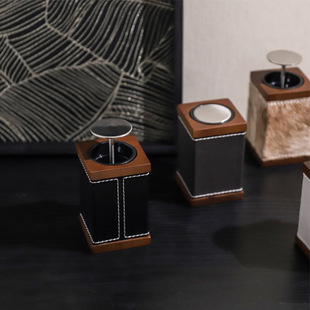 Nordic Solid Wood Toothpick Box Household High-End Stainless Steel Toothpick Box Creative Hidden Storage Box