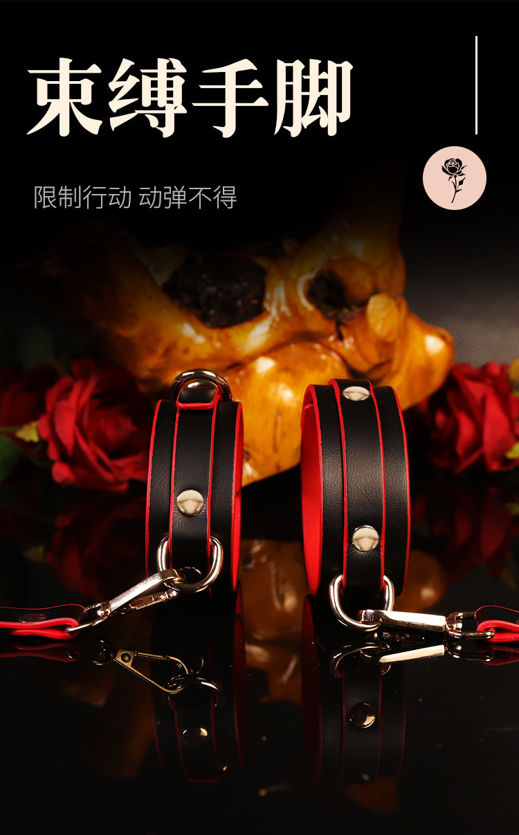 Adult Bondage Restraint Kit with Handcuffs, Mouth Ball and Nipple Clamps in Black — detail image 8