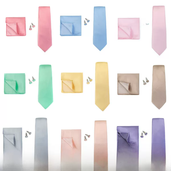 Men's Pure Color Stripesd Tie Square Scarf Cufflinks Three-Piece Set Business Formal Banquet Wedding Hand-Tied 7.5cm Tie