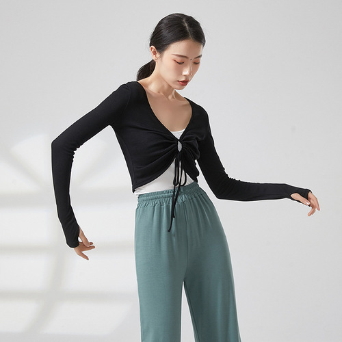 Modern dance practice clothing tops adult drawstring cardigan women's body basic training dance performance clothing summer