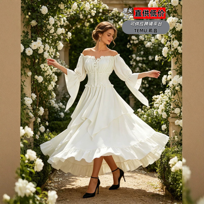 Halloween Renaissance Dress Medieval Costume Long Sleeve Victorian Halloween Costume